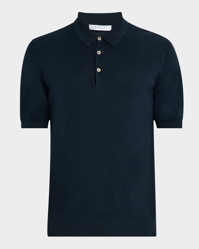 BOGLIOLI Men's Garment-Washed Cotton Polo Shirt