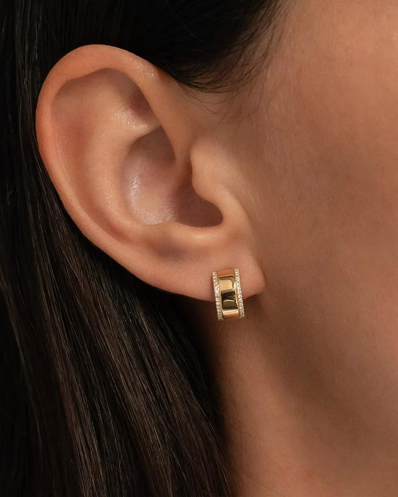 Zoe Lev 14K Gold Diamond Thick Huggie Earrings 2