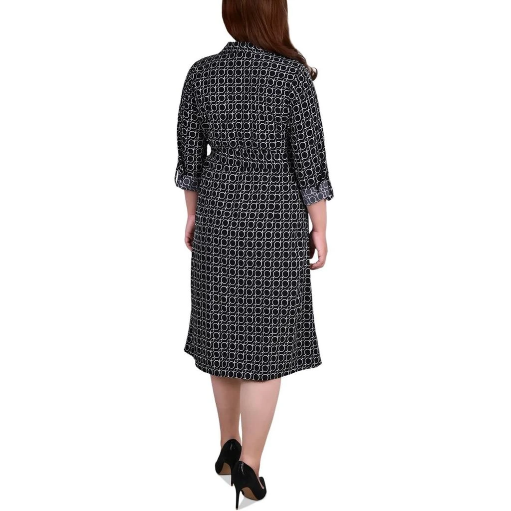 NY Collection Plus Womens Button Down Collared Shirtdress 2