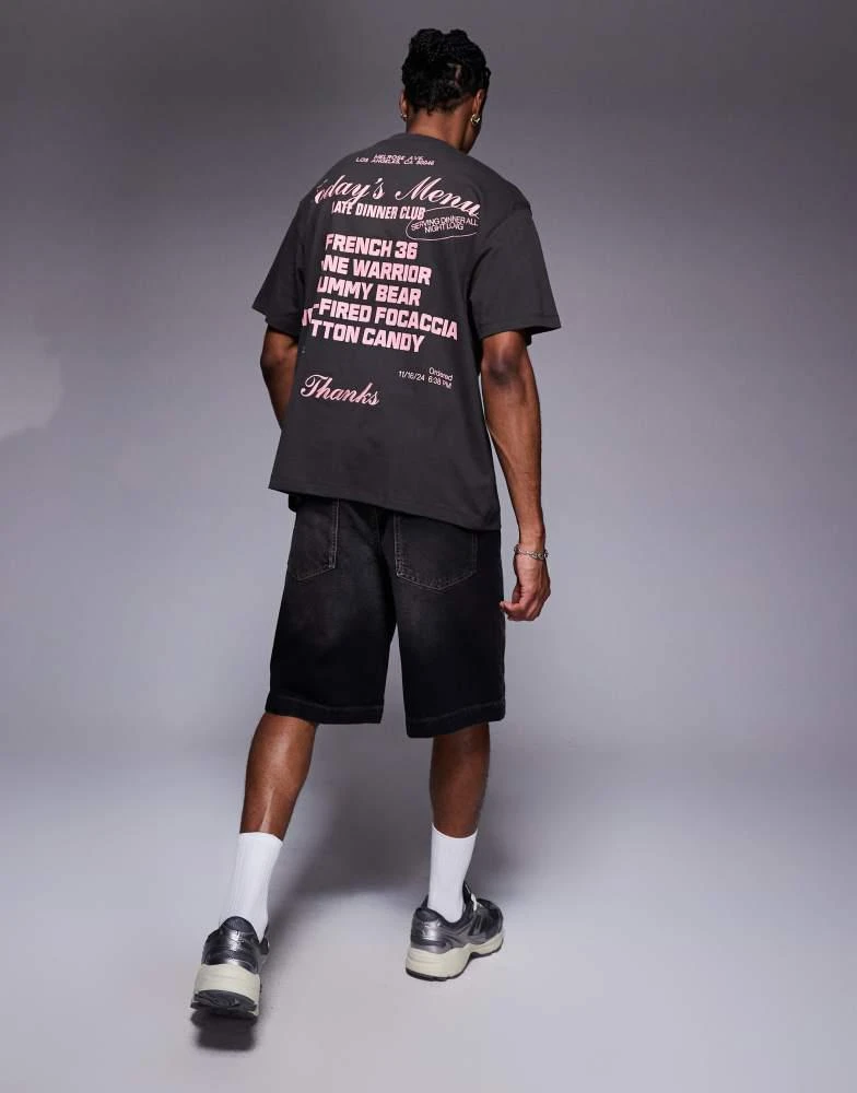 Bershka Bershka late dinner club t-shirt in brown 4