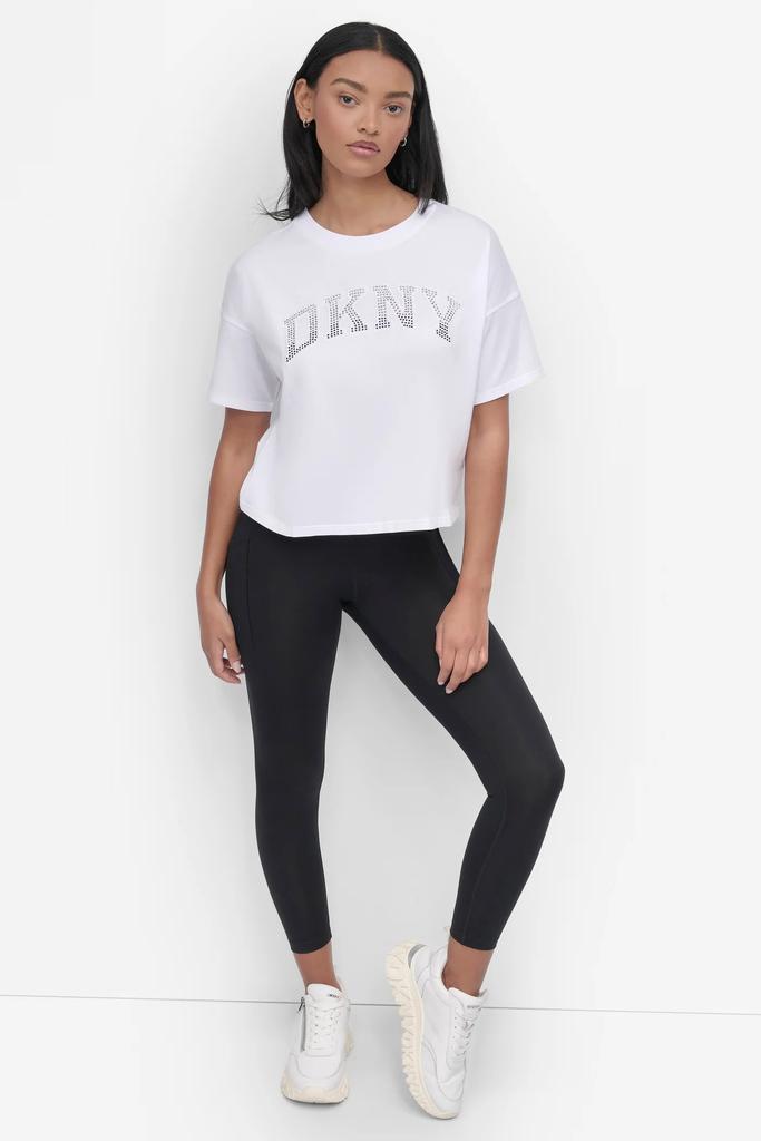 DKNY CROPPED OMBRÉ CRYSTAL LOGO TEE
