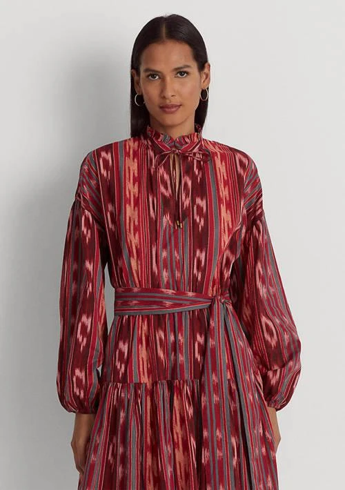 Ralph Lauren Ralph Lauren Petite Geo Stripe Belted Cotton Voile Dress 4