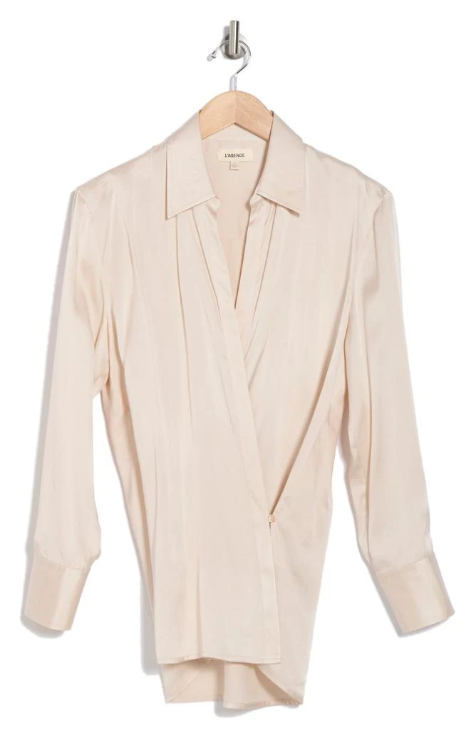 L'Agence Sora Long Sleeve Silk Wrap Top 3