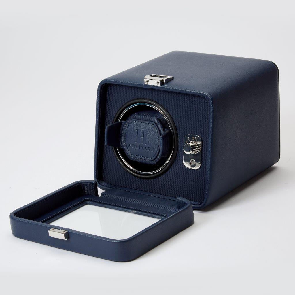 Wolf Wolf 452517 Windsor Heritage Single Navy Watch Winder With Cover