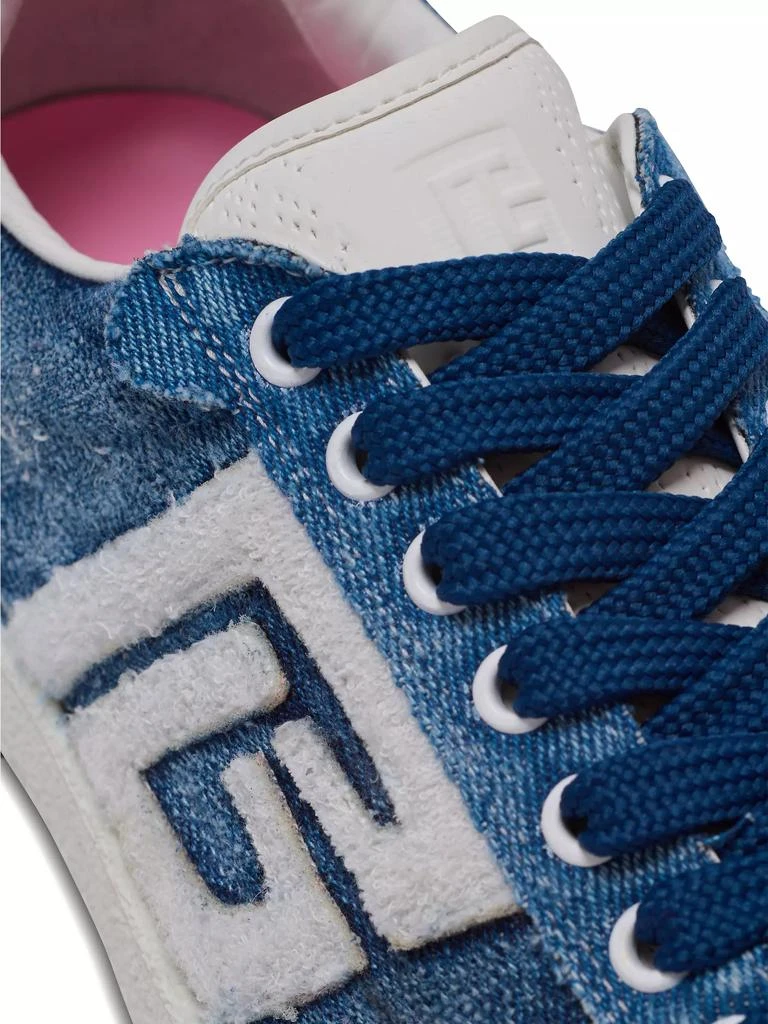 Balmain Swan Destroyed Denim Low-Top Sneakers 8