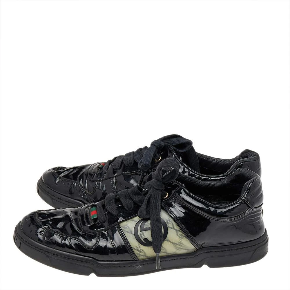 Gucci Gucci Black Patent Leather GG Low Top Sneakers Size 43.5 4