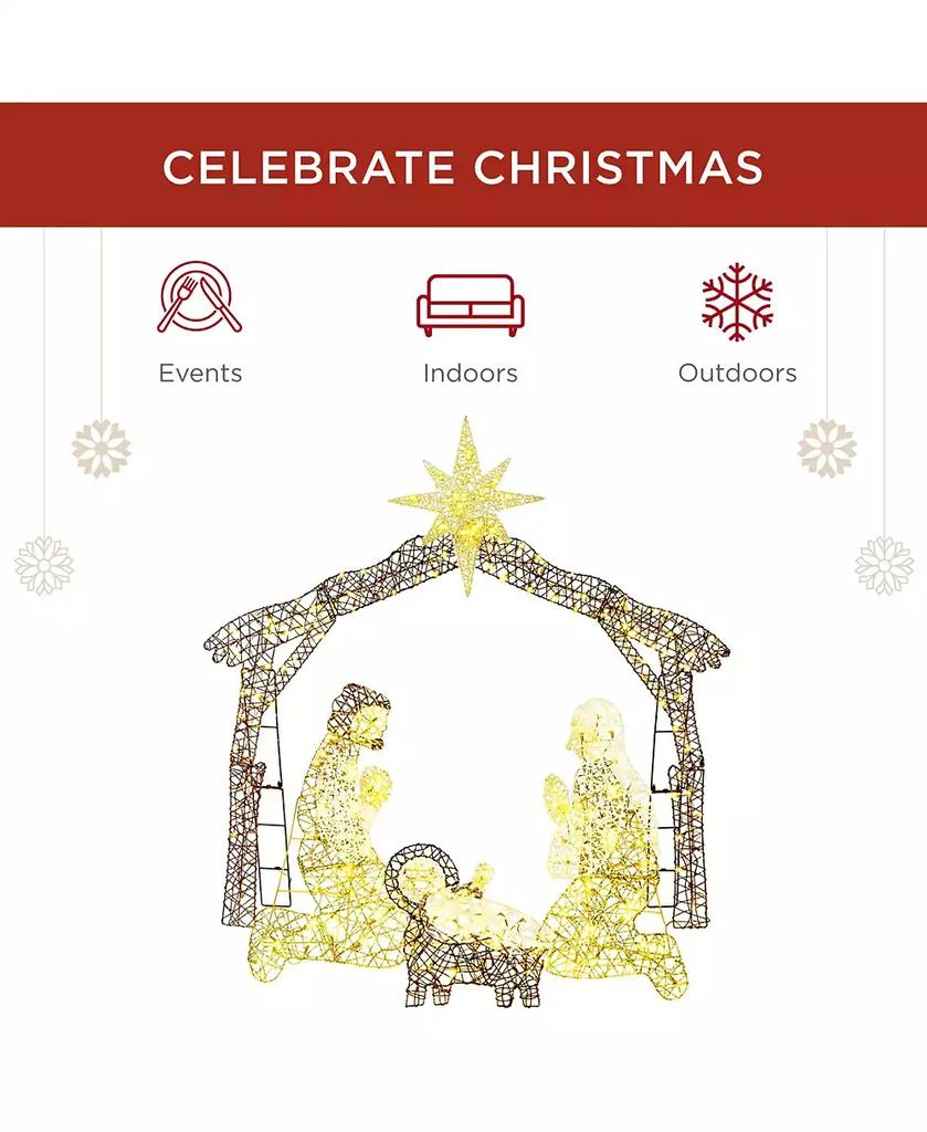 Best Choice Products 6ft Lighted Outdoor Nativity Scene, Yard Decoration w/ 190 LED Lights, Stakes, Zip Ties 4