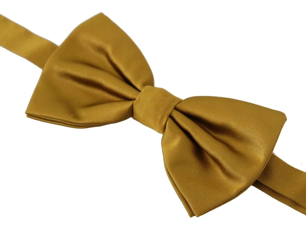 Dolce & Gabbana Elegant Mustard Silk Bow Men's Tie 2