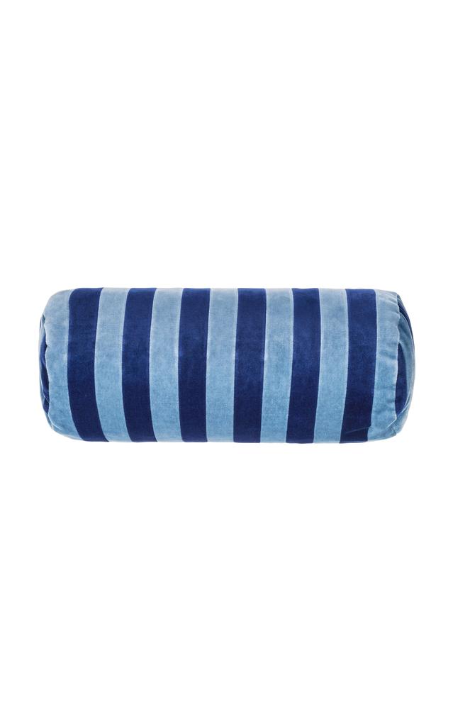 Christina Lundsteen Christina Lundsteen - Bolster Cotton Velvet Cushion - Blue - Moda Operandi
