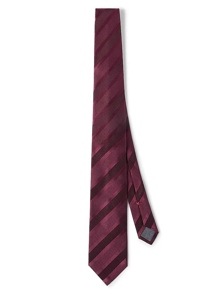 Brunello Cucinelli Texured Tone on Tone Stripe Silk Tie 1