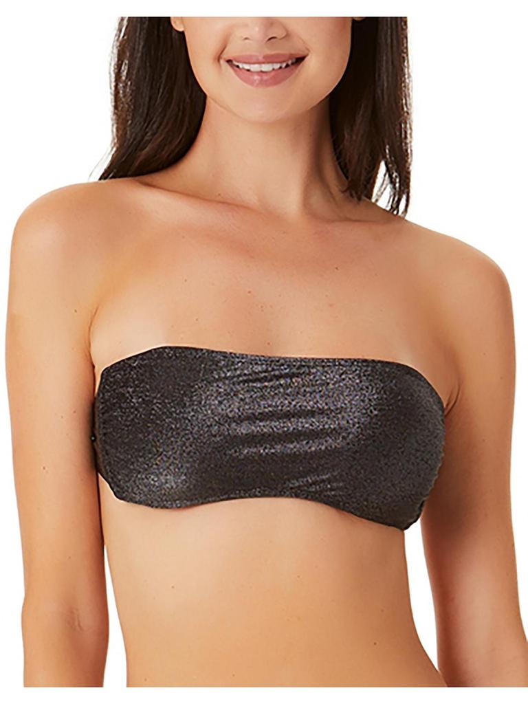 California Waves Womens Metallic Bandeau Bikini Swim Top