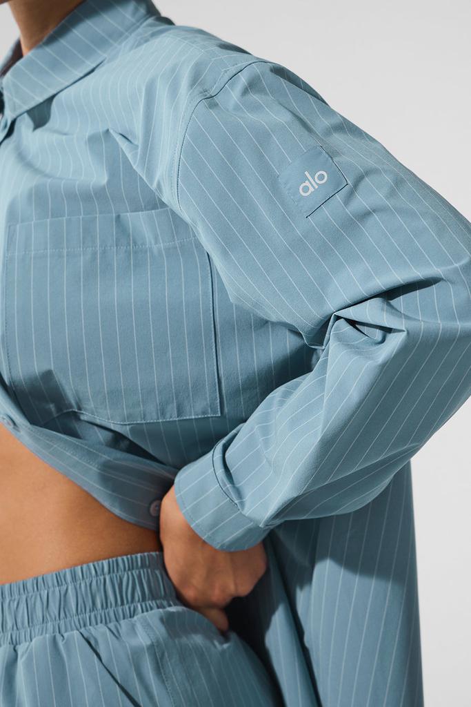 ジャケット [Alo Yoga] Pinstripe Daylight Button Down Long Sleeve Alo Yoga + Pinstripe Daylight Button Down Long Sleeve