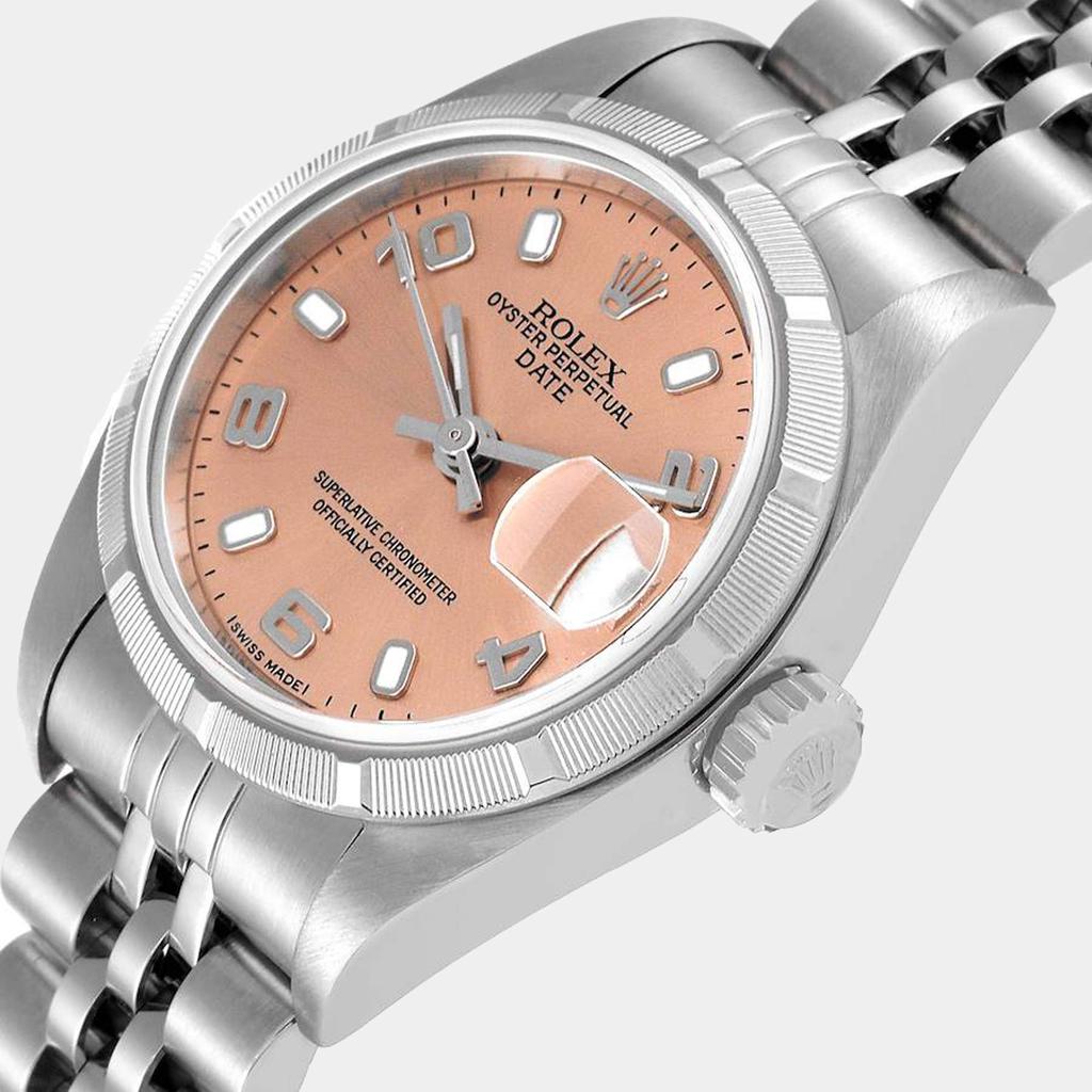 Rolex Rolex Pink Stainless Steel Oyster Perpetual Date 79190 Women's Wristwatch 26 mm