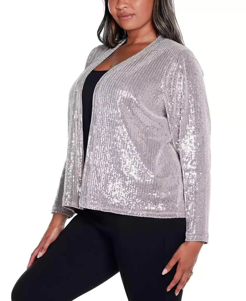 Belldini Black Label Plus Size Stretch Velvet Sequin Knit Cardigan Sweater 4