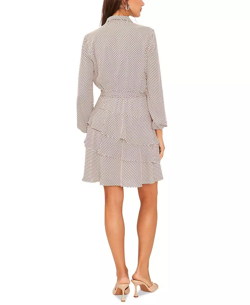 CeCe Women's Shawl Collar Long-Sleeve Tiered Dress 4