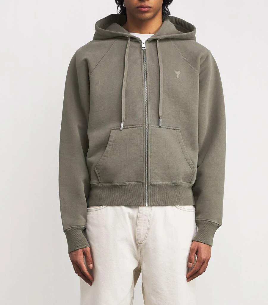 AMI Organic Cotton Ami de Coeur Zip-Up Hoodie 3