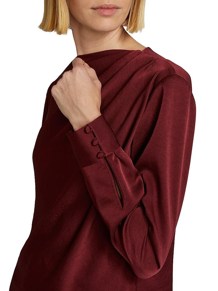 LELA ROSE Satin Asymmetric Gathered Blouse 6