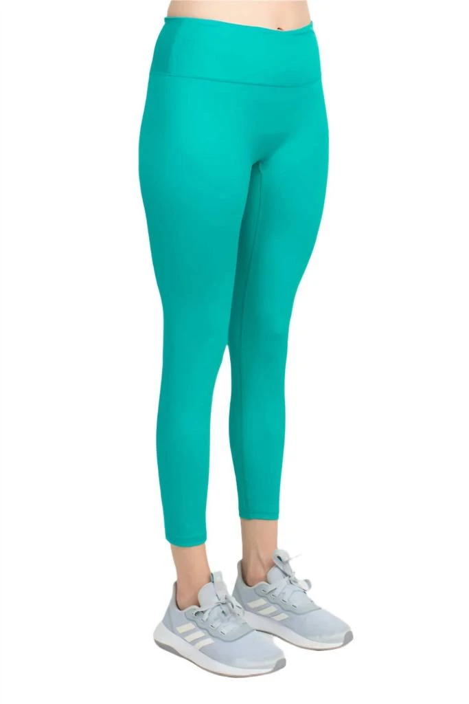 ac-tiv-ology Mid Waist Banded High Shine 7/8 Interlock Legging In Jade 2