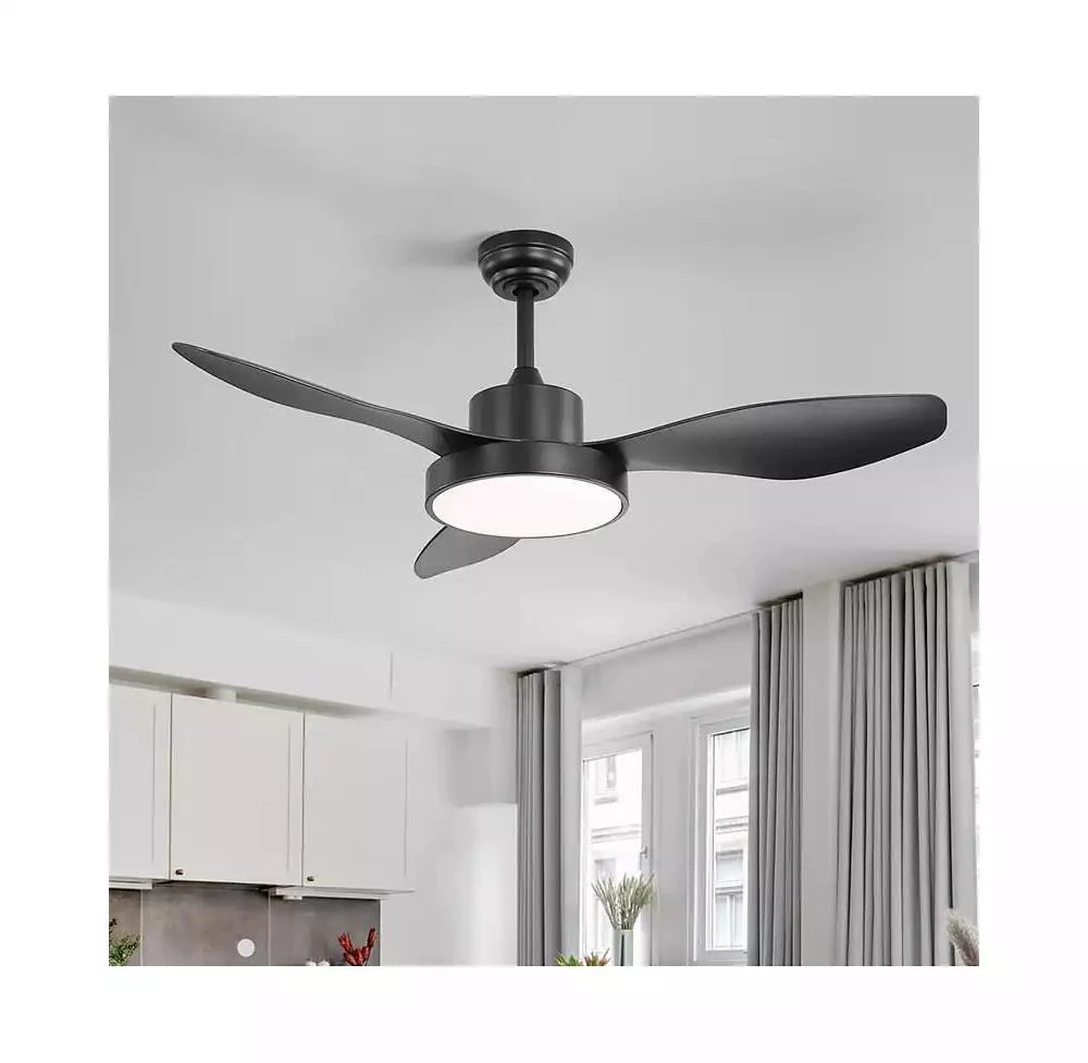 Sofucor 47-inch Modern Black 3 Blades Ceiling Fan with Six-Speed Remote Control and Timing Function and Light Kit