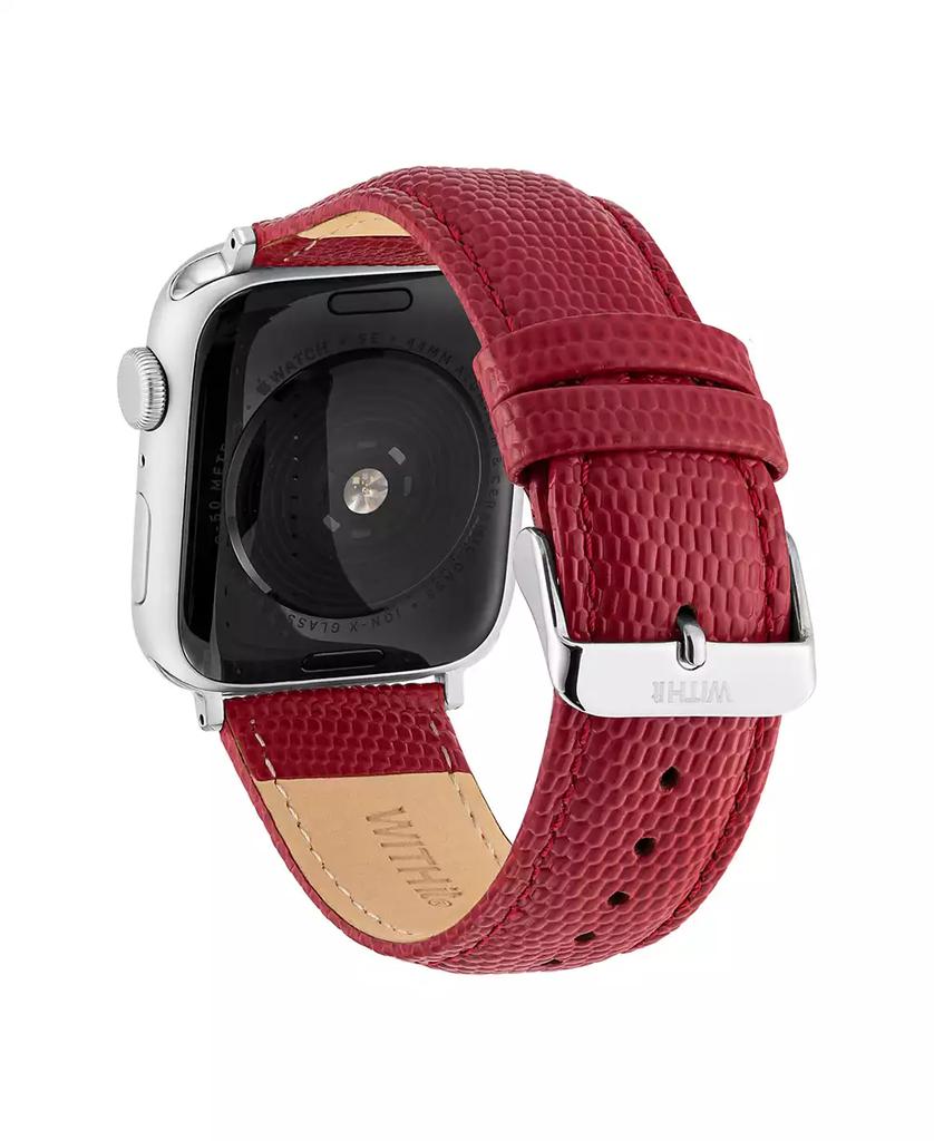 WITHit Red Genuine Lizard Grain Leather Band designed for Apple Watch® 42mm (Series 1-3 only) & 44/45/46/49mm (Ultra & Ultra 2)