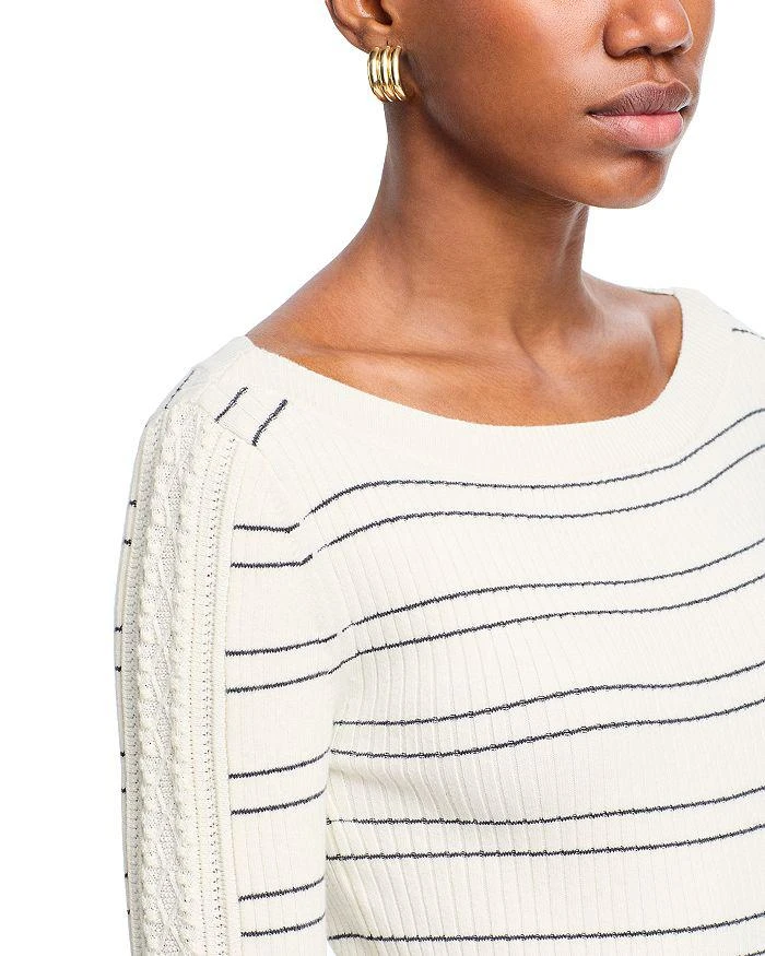Paige Rhyse Striped Cable Knit Sweater 4