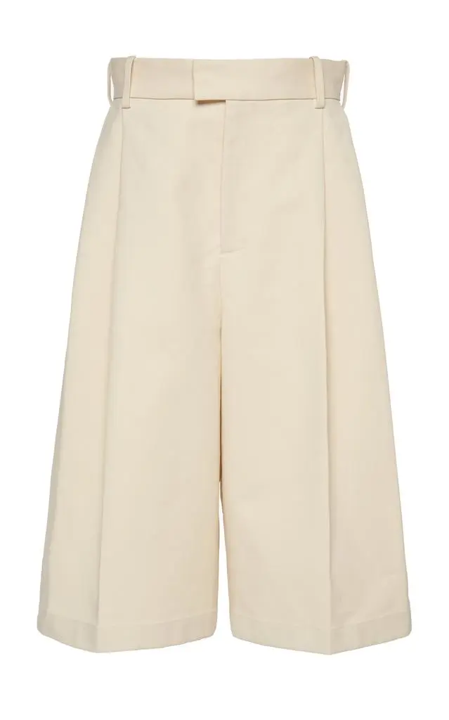 Bottega Veneta Bottega Veneta Pleated Cotton Shorts - Moda Operandi 1