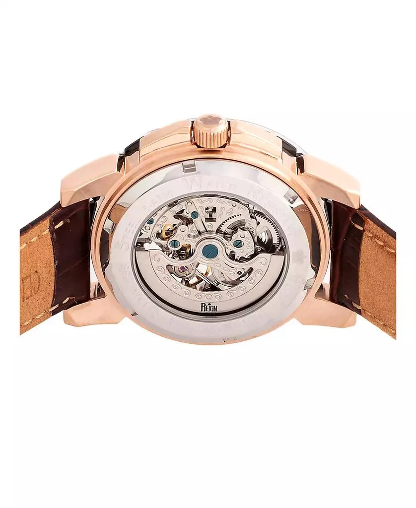 Reign Philippe Automatic Rose Gold Case, Black Dial, Genuine Brown Leather Watch 41mm 4