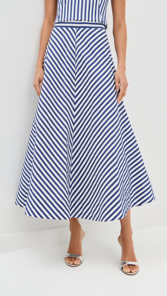 Rosie Assoulin Quartered A-Line Skirt in Awning Stripe