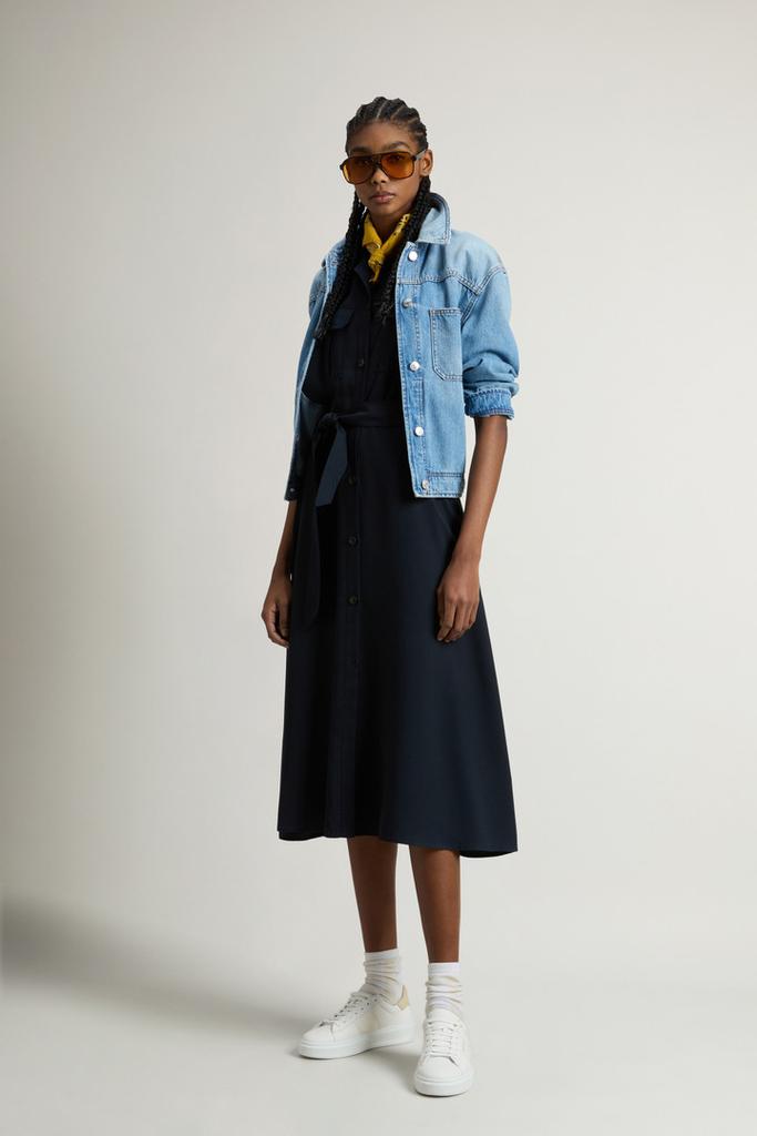 Woolrich Long Tencel Dress - Women - Blue