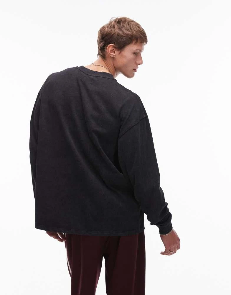 Topman Topman oversized fit long sleeve t-shirt in washed black 2