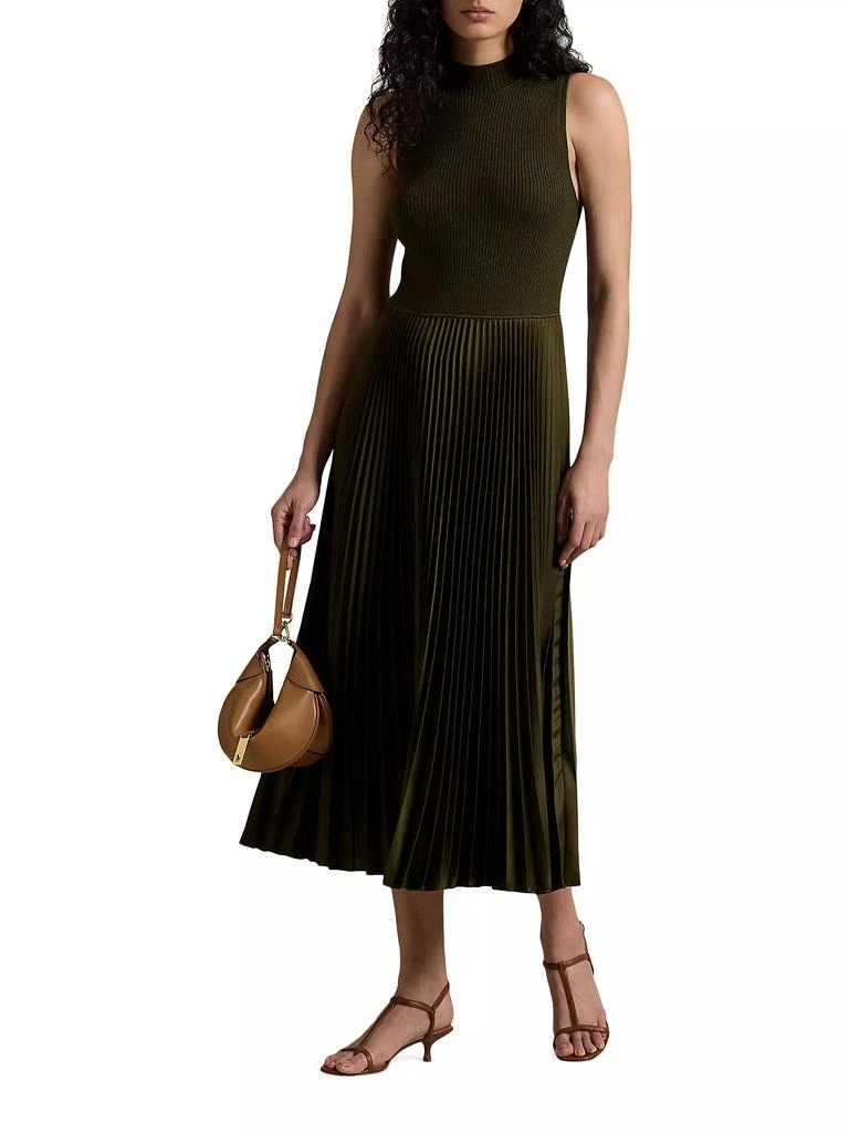 Ralph Lauren Pleated Sleeveless Mock Turtleneck Midi-Dress 2