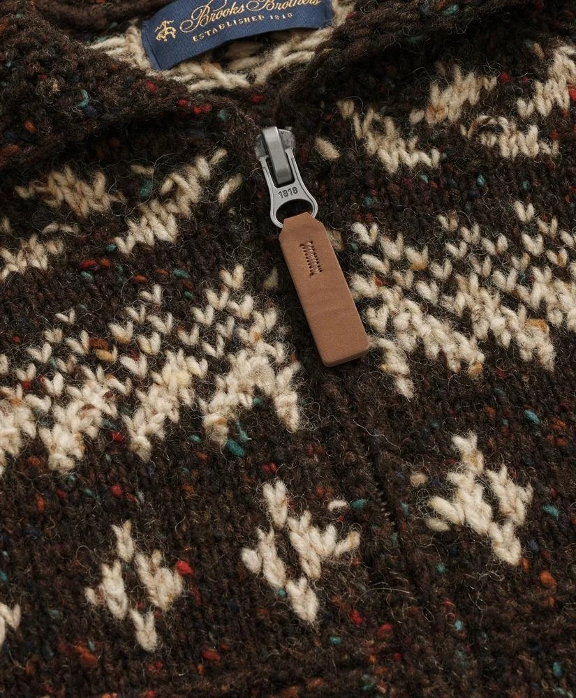 Brooks Brothers Donegal Wool Emblem Chunky Zip Cardigan 8