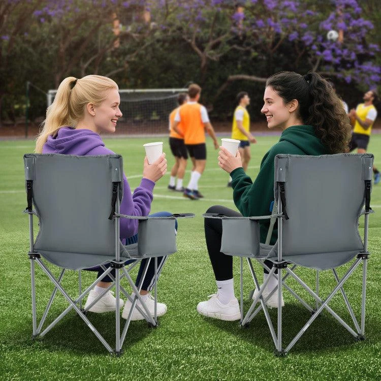 Hivvago Oversized Camping Chairs Outdoor Folding Chair with Cooler Pouch and Cup Holder 3