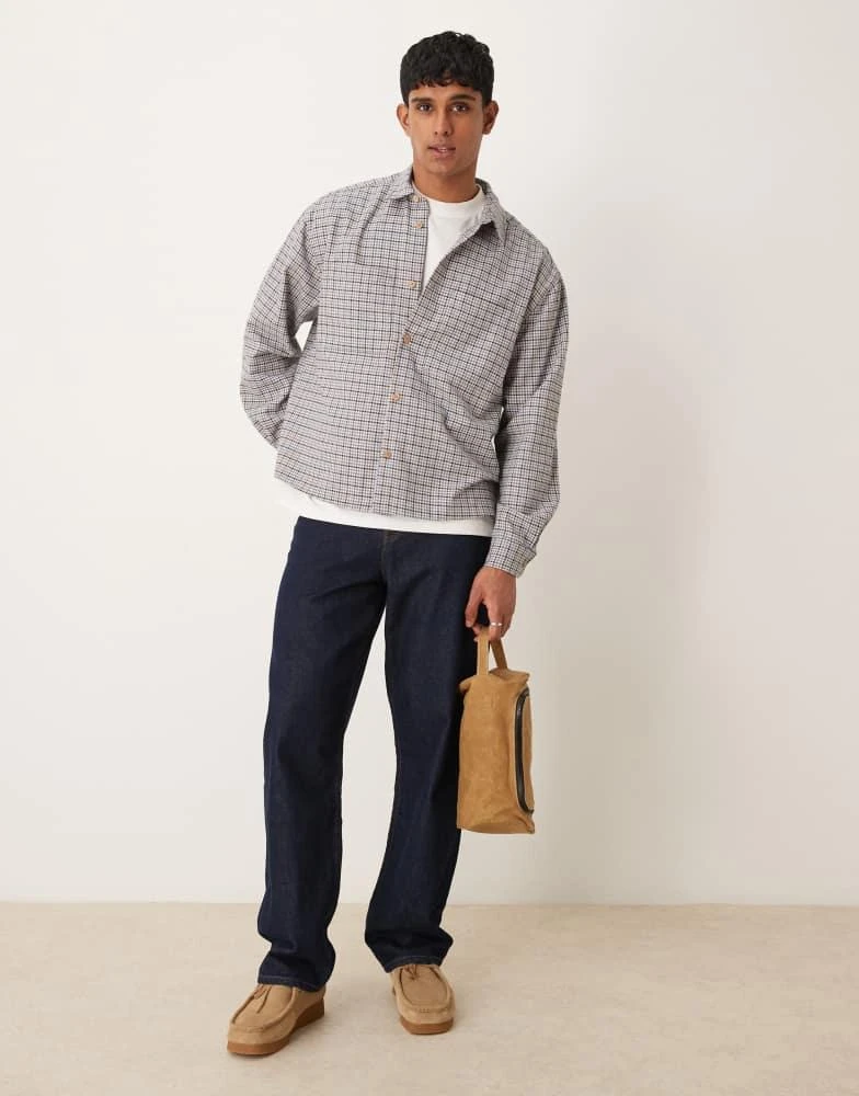ASOS ASOS DESIGN oversized boxy flannel shirt in houndstooth check 2