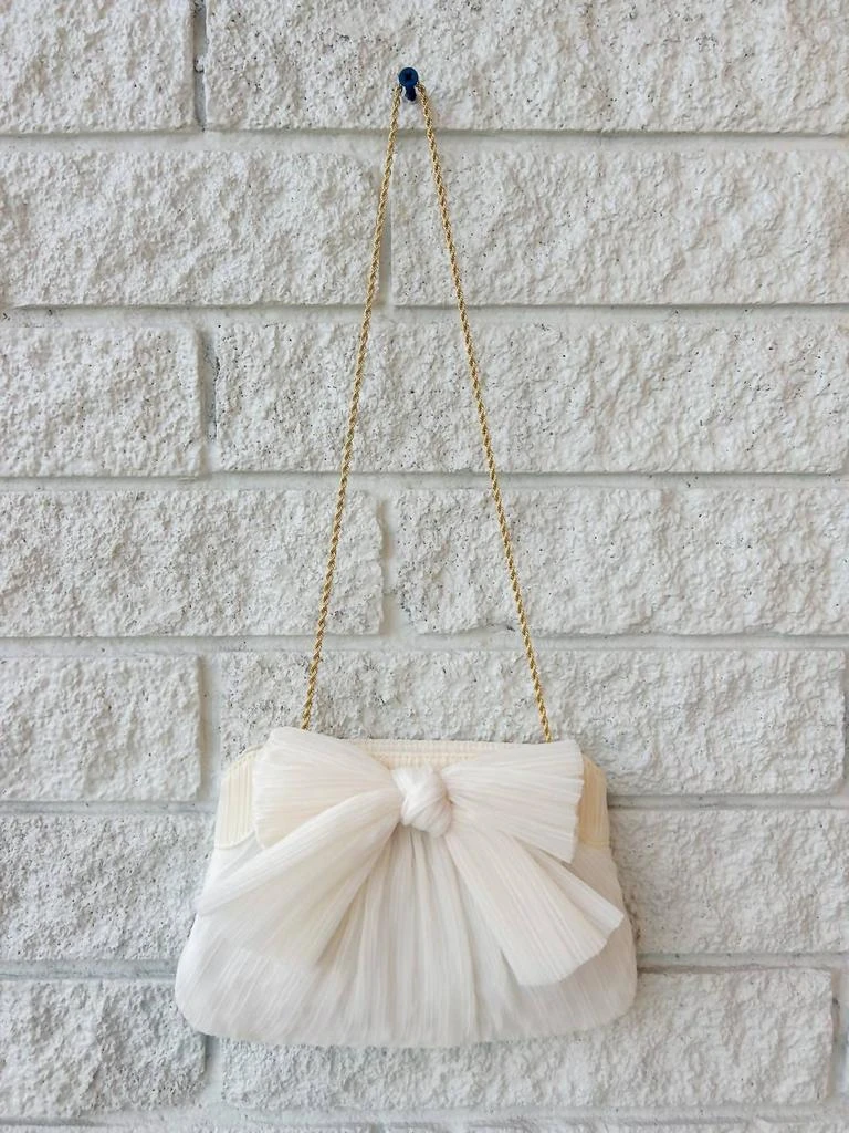 Loeffler Randall Rayne Pleated Bow Clutch In Pearl 1