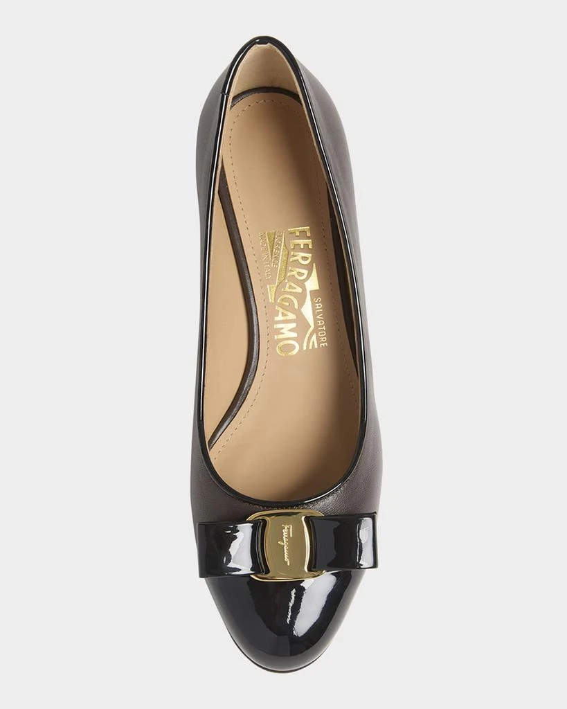Salvatore Ferragamo Vara Bicolor Leather Bow Low Pumps 3