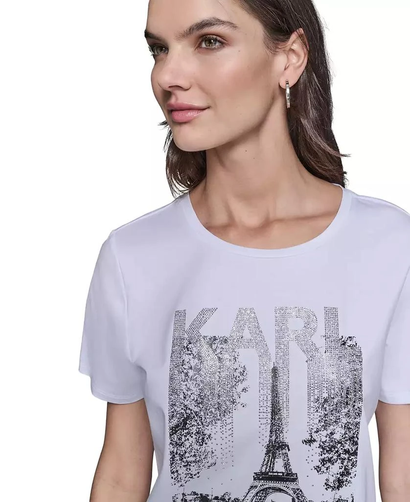 Karl Lagerfeld Paris Women's Embellished Paris Scene Graphic T-Shirt 4