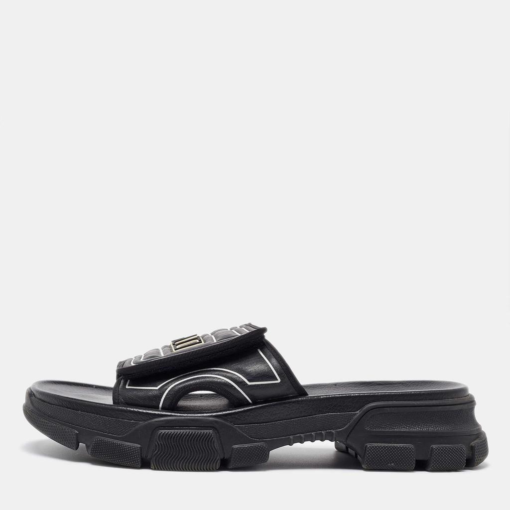 Gucci Gucci Black Leather Chunky Slide Sandals Size 45
