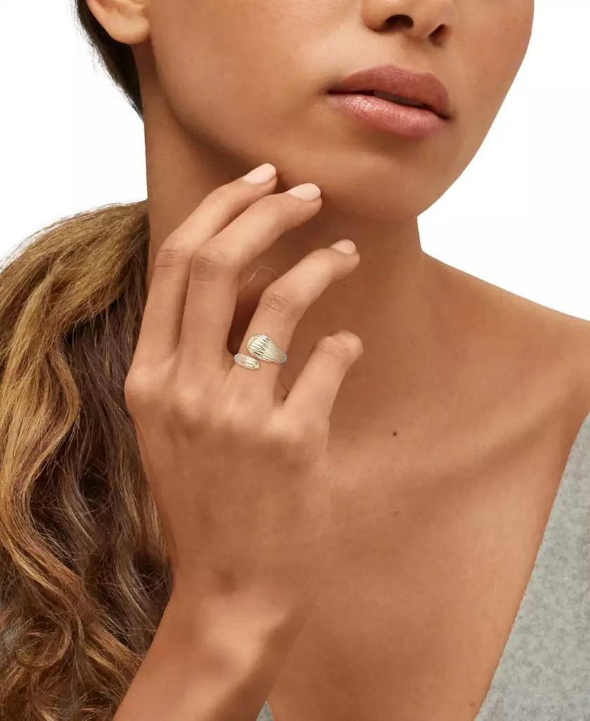 Macy's Polished Graduated Ribbed Bypass Ring in 10K Yellow Gold 4