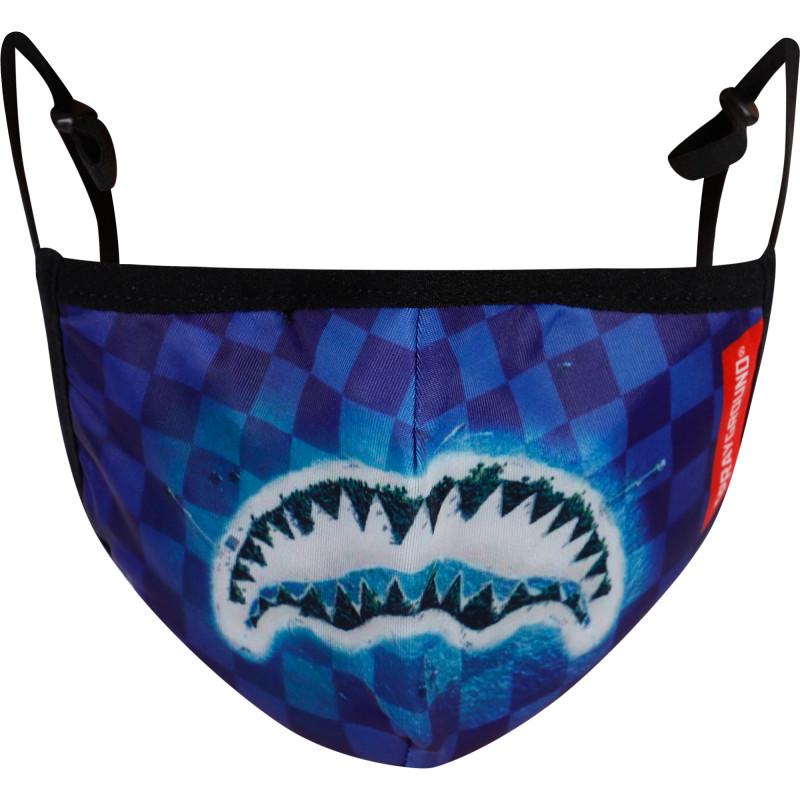 SprayGround Shark island logo face mask in blue