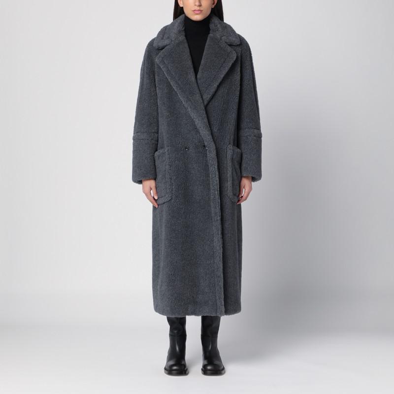 Max Mara Grey Teddy coat in wool and alpaca