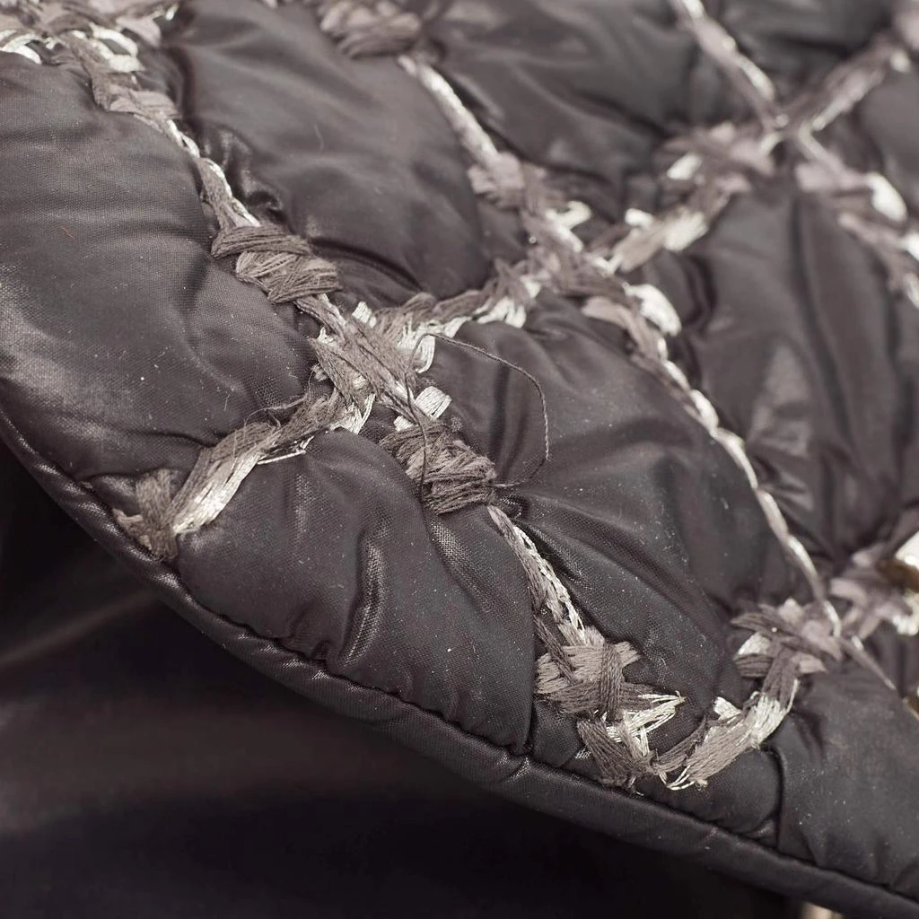 Chanel Chanel Black Quilted Nylon Tweed On Stitch Bubble Accordion Flap 6