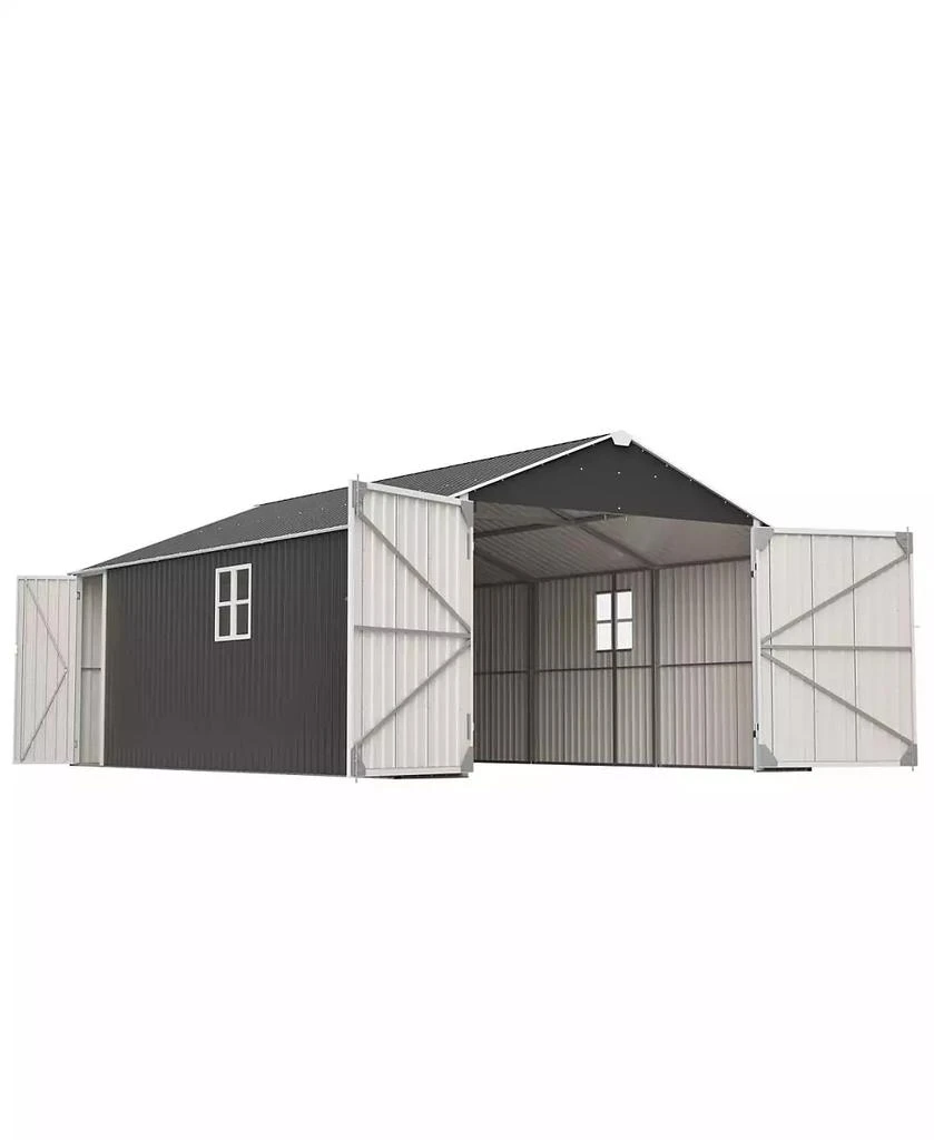 Streamdale Furniture 12x20 FT Metal Shed Garage - 1810 CUFT, Double-Door, All-Weather Storage