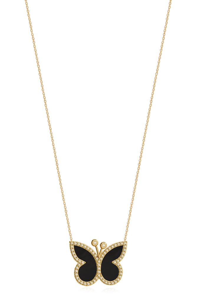 Gabi Rielle Effortless Staples Inlay Pavé Butterfly Pendant Necklace