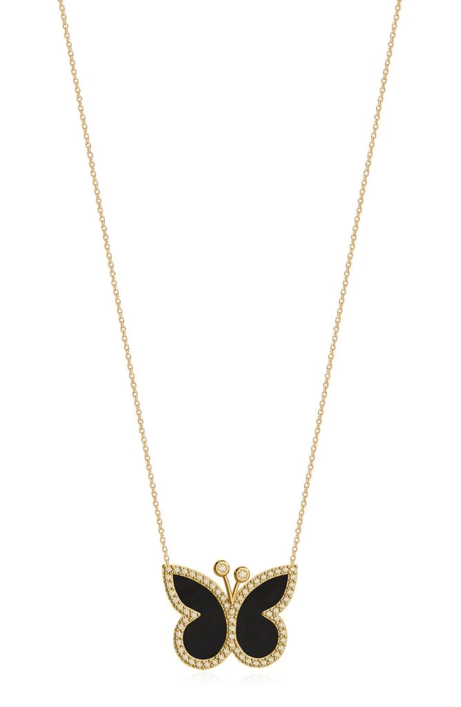 GABI RIELLE Effortless Staples Inlay Pavé Butterfly Pendant Necklace 1