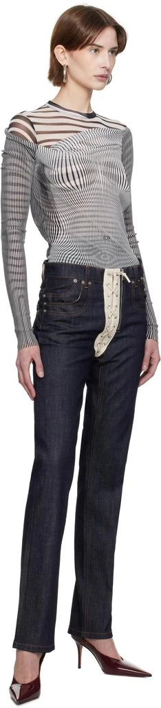 Jean Paul Gaultier White 
Black 
The Draped Body Morphing
 Bodysuit 5