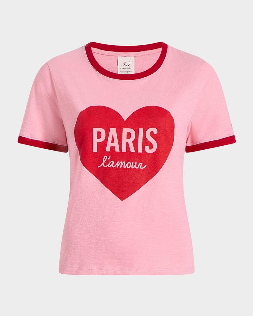 Cinq a Sept Paris L'Amour Heart Shrunken Ringer Tee