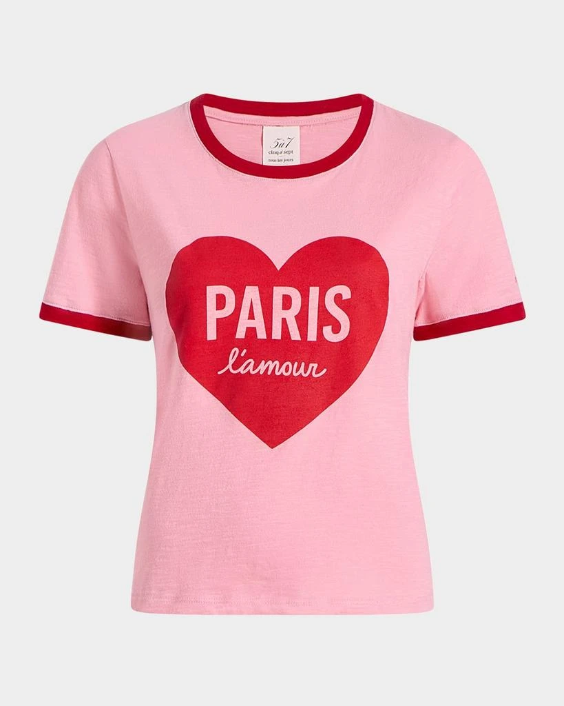 Cinq a Sept Paris L'Amour Heart Shrunken Ringer Tee 1