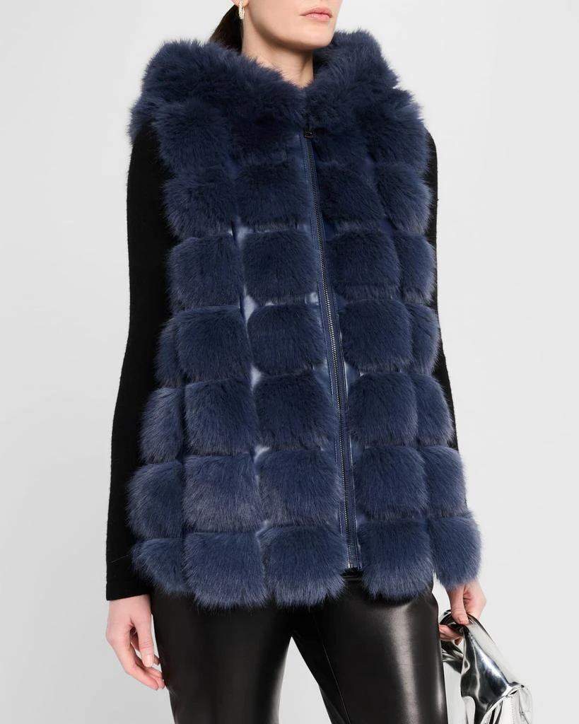 Adrienne Landau The Adrienne Faux Fur Hooded Vest 4