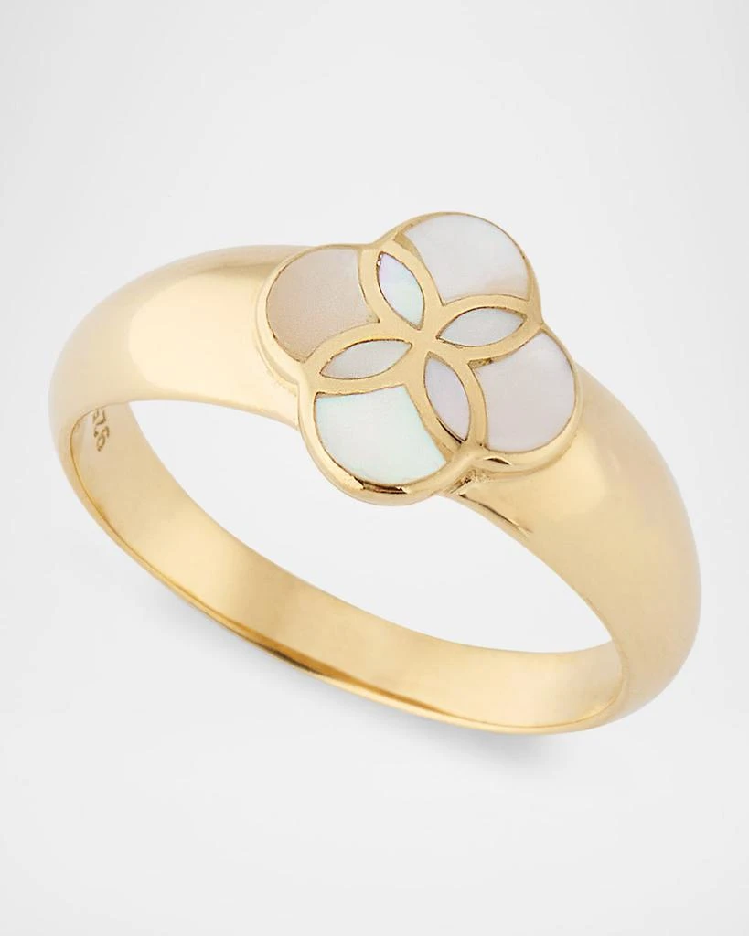 Jan Leslie White Mother of Pearl Petal Band Ring 3